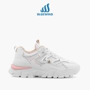 Giày Thể Thao Sneaker Nữ Da Mềm Phối Lưới Thoáng Khí Đế Cao Tôn Dáng
