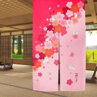 Japanese Style Noren Long Doorway Curtain Running Rabbits Door Curtains Window Tapestry for Home Decoration