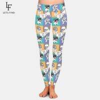 【CW】 Fashion New Cartoon Dog Print Leggings Waist Elastic Silk