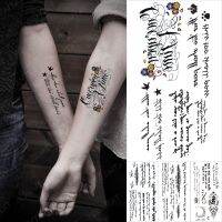 Handwriting Font Waterproof Temporary Tattoo Sticker Text Word Chicano Lettering Body Art Arm Wrist Fake Tatoo For Women Men