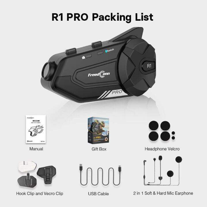 Freedconn R1 Pro Bluetooth Motorcycle Helmet Headset Group Speaker Headphone App