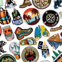 Outdoor Embroidered Adventure Patches On Clothes For Clothing Thermoadhesive Patches DIY Sewing Round Travel Badges On Backpack Haberdashery