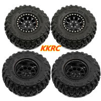 4PCS 2.2 Inch Beadlock Wheel Rims &amp; Rubber Tire for 110 RC Rock Crawler Axial SCX10 RR10 AX10 Wraith 90048 90018 KM2