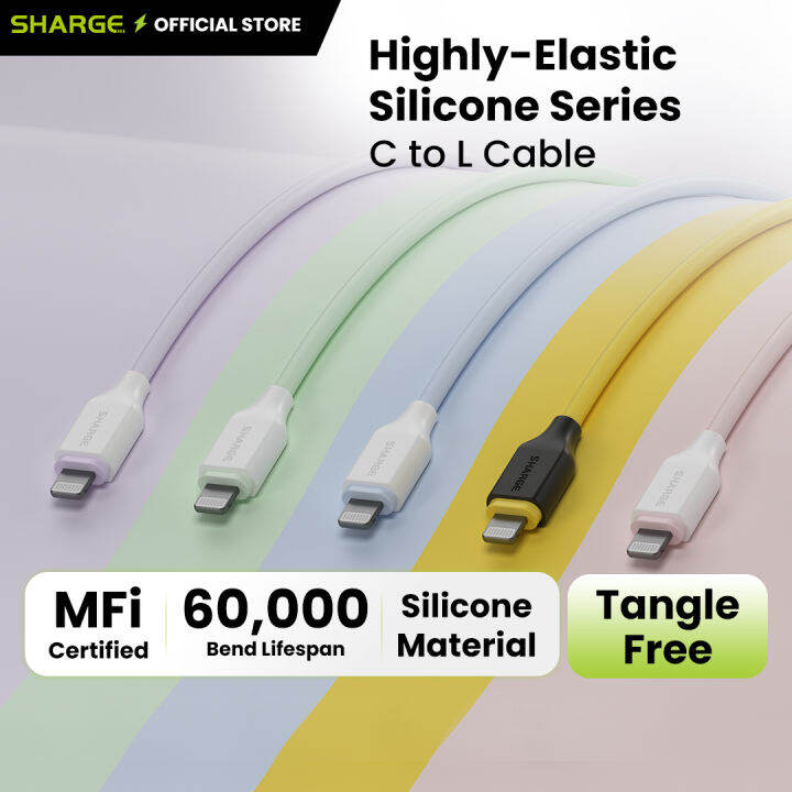 SHARGE HighlyElastic Silicone Series USBC to L Cable 13,000 Bend