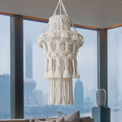 1Pc Hand-knitted Lampshade Macrame Hanging Lamp Decoration Living Room Wedding Decoration Tassel Lampshade Tapestry