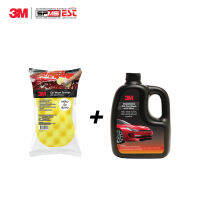 Package3 ซื้อคู่ถูกกว่า 3M ฟองน้ำอเนกประสงค์ Car Wash Sponge + ผลิตภัณฑ์ล้างรถชนิดผสมแวกซ์ 1,000 ml.