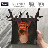 Daia 66876 Deer Elk Reindeer Animal Head Mural Wall Painting Model Mini Diamond Blocks Bricks Building Toy for Children no Box