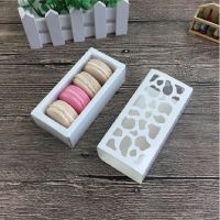 10pcs 13x6x4cm White/Red Cardboard Paper Packaging Box Wedding Gift Box Hollow Pattern With Film Cake Biscuit Box Macaroon Box