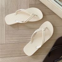 ๑ Female summer fashion student indoor and outdoor casual seaside vacation non-slip soft bottom simple solid color beach flip-flops