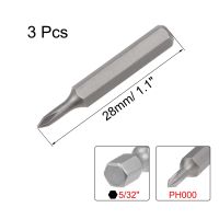 ┇┅ 3pcs PH000 Phillips Screwdriver Bits 5/32Inch Hex Shank Cross Screwdriver Bit Set 28mm S2 Screw Driver Repairing Head Tools