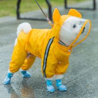 [COD] waterproof pet raincoat four-legged all-inclusive poncho and medium-sized dog puppy rainy day ​​clothes summer