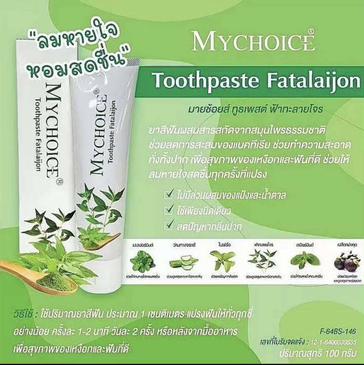 ยาสีฟันสมุนไพร-มายชอยส์-เพียว-เฮอร์เบิล-mychoice-pure-herbal-toothpaste-ฟันสะอาด-ลมหายใจหอม-สดชื่น