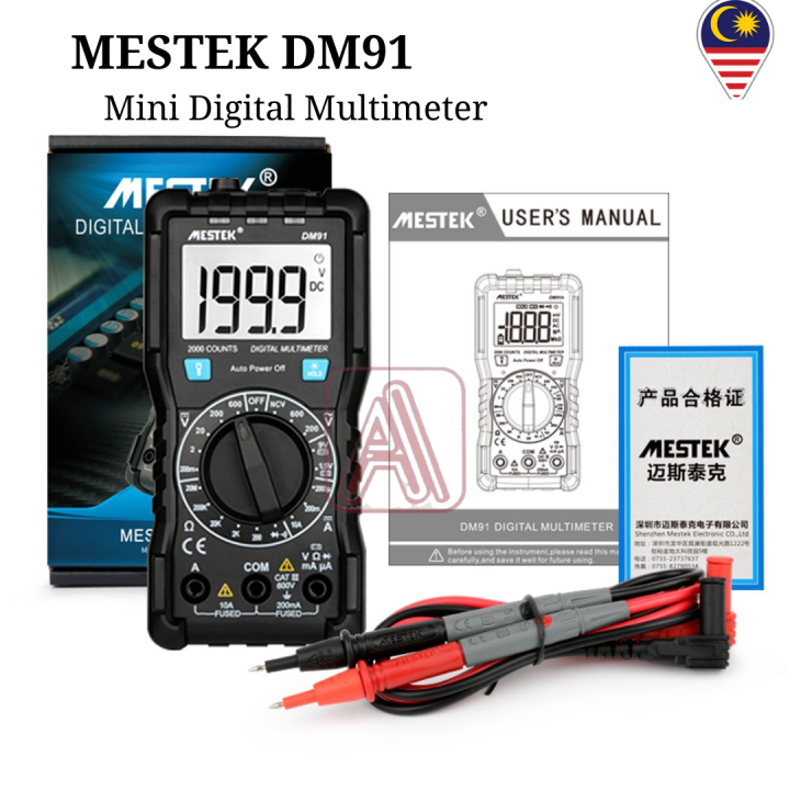 Mestek DM91 / DM91A / DM91S Digital Multimeter 9999 Count AC/DC Ammeter ...