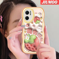 เคส JIUMOO สำหรับ Xiaomi MI Xiaomi MI Redmi 10 5G Note 11E 5G Redmi 11 Prime เคสการ์ตูน3D สตรอเบอร์รี่สีสันสดใสลายคลื่นน่ารักกรอบเคสโทรศัพท์แบบใสนิ่มซิลิโคนที่สร้างสรรค์เลนส์กล้องถ่ายรูปเคสโปร่งใสป้องกันการกระแทก