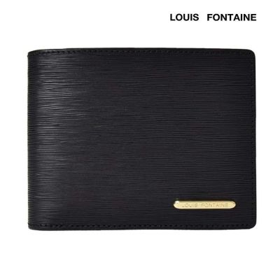 Louis Fontaine กระเป๋าสตางค์พับสั้น มีลิ้นกลาง รุ่น GEMS - สีดำ ( LFW0013 )