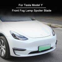 For Tesla Model Y Front Fog Lamp Blade Trim Sticker Light Eyebrow Spoiler Carbon Fiber ABS Black White Modification 2019-2023