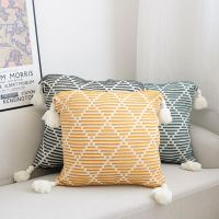 【hot】✱▦✲ Cushion Cover 45x45cm Handwoven Knitted Tassels Pillowcase Room Embroidered cushion