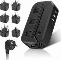 AceChef Voltage Converter 2300W Power Step Down 220V to 110V Universal Travel Adapter Power Converter Power Transformer w/ 3 AC Outlets 3 USB Ports 1 Type-C Charging for EU/UK/AU/US/IT/India/South Africa Black