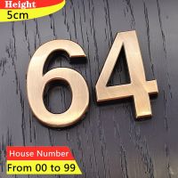 House Number Sticker 5CM Door Plate Sign Bronze 00-99 Hotel Adhesive Plating Digital Metal Building Address Floor Numbers Label