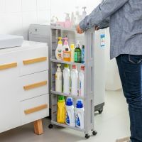 For Goods Fridge Side Shelf Removable with Wheels Gap Holder 2/3/4 Layer Bathroom Organizer Shelf Kitchen Storage Rack