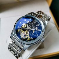 Augustus Mens Automatic Mechanical Watch Mens Watch Hollow Tuo Flywheel Luminous Moon Phase Watch 【QYUE】