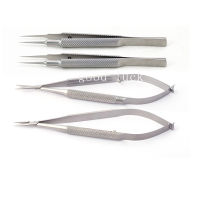 4ชิ้นเซ็ตจักษุแพทย์ Microsurgical Instruments 12.5ซม. กรรไกรผู้ถือเข็มแหนบสแตนเลสเครื่องมือผ่าตัด