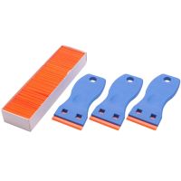 3PCS Plastic Razor Blade Scrapers &amp; 100 PCS 1.5 Inch Double Edge Plastic Razor Blades for Auto Window Tint Vinyl Tool