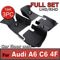 พรมปูพื้นรถยนต์ WWWWWQH222พรมรถยนต์พื้นสำหรับรถ Audi A6 C6 4F 2004 ~ 2011 5ที่นั่งกันสิ่งสกปรก Hiasan Interior อุปกรณ์เสริมรถยนต์ปูพื้น