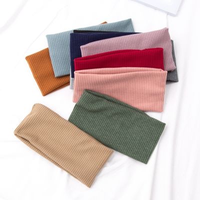 【YF】 Women Solid Color Yoga Knitted Headband Cotton Wide Turban Twisted Knotted Headwrap Fashion Girls Hairband Hair Accessories