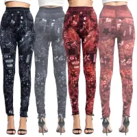 Women Leggings Print Leggings Imitation Jean Slim Fitness astic Seamless Leggings Push Up Leggings High Waist Pants 3XL