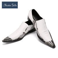 Christia Bella Plus Size Men Flats Oxfords Brand New Business Party Dress Shoes White Fashion Leather Shoes for Men