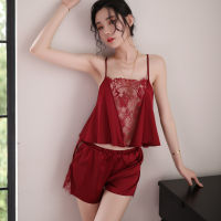 Sexy Lingerie Sexy Women large new transparent home clothes lace split Top Shorts Set summer MCNH