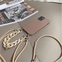 ✷♨ INS Crossbody Lanyard Necklace Marble chain silicone case for iphone 12 MiNi 11 Pro Max XR X XS Max 7 8 plus SE 2020 12 Pro Max