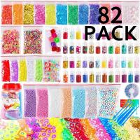 82pcs DIY For Slime Making Kit Colorful Foam Ball Granules Flat Beads Gold Powder Candy Paper Polymer Clay Set Toy for Kids Gift
