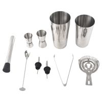 Boston Shaker Cocktail Shaker Set 9 Piece Martini Shaker Bartender Kit with Hawthorne Strainer/Ice Tong