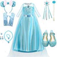 〖jeansame dress〗ชุดเจ้าหญิง SnowGirlsAnna Elsa เครื่องแต่งกายเสื้อผ้างานเลี้ยงวันเกิดที่มีเสื้อคลุมยาววิกผม Vestido XH28