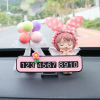 Car Temporary Parking Number Plate Cartoon Mobile Car Cute Creative Car Interior Ornaments Complete Collection Car Moving Phone Card