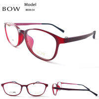 กรอบแว่นตา BOW รุ่น 8830-C4 เต็มกรอบสีแดงเข้ม-ขาด้านในสีชมพู น้ำหนักเบา ใส่สบาย Vintage มีบริการตัดแว่นสายตาราคาถูก