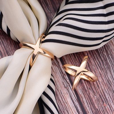 Fashion X Shape Metal Brooches For Women Simple Cross Scarf Clip Bow Buckle Holder Shawls Jewelry Accessories Gifts