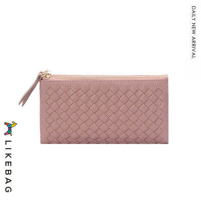 TOP☆LIKEBAG Women Weave Long Wallet Can fit Mobile Phone