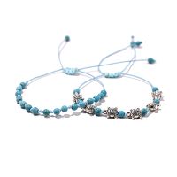 Lislesp 2Pcs/Lot Handmade Weave Turquoise Anklet Metal Bohemian Tortoise Foot Jewelry Beach Barefoot Bracelet Boho Accessories