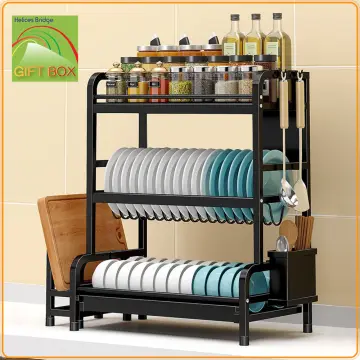 2 Tier 85cm Black Metal Kitchen Storage Racks Basket Organizer Over Sink  Dish Drying Rack - China Dish Rack and Kitchen Rack price