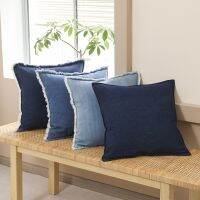 [COD] Customized denim square without core cushion waist support removable and washable tassel press side