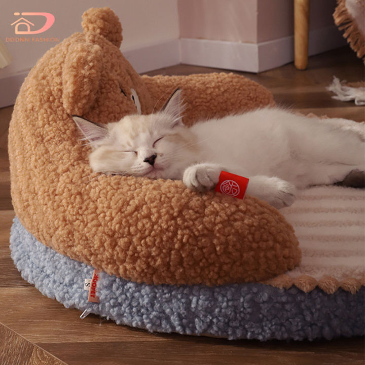 เบาะอุปกรณ์ลูกแมวนุ่มใส่สบายสำหรับแมวเตียงนอนให้ความอบอุ่นในฤดูหนาว