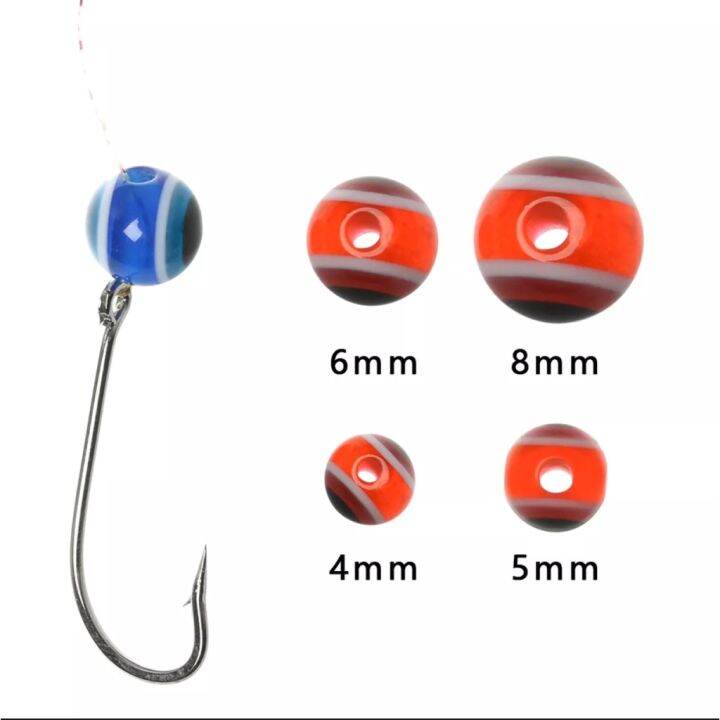 *12 วัน(ส่งไว ราคาส่ง) ล็อตฟิชอาย ลูกปัดตกปลา 6มม/8มม 25ชิ้น/แพ็ค