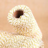 100m/roll 1mm Cords White Cotton Rope Gold Yarn Twisted Cord Twine Gift Packaging Rope Hang Tag String Thread DIY Handmade Craft General Craft