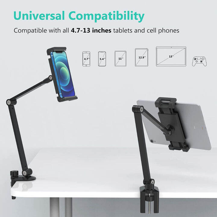 inifispce-ipad-desk-mount-tablet-holder-multi-angle-adjustable-tablet-stand-holder-for-4-7-13-screen-microsoft-surface-pro-series-ipad-pro-11-12-9-ipad-mini-air-and-more-black