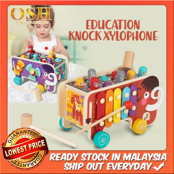 Wooden EDUCATION KNOCK XYLOPHONE Hammer Toys Whack a Mole Game for Kid