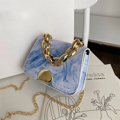 2022 New Designer Women Chain PU Leather Shoulder Crossbody Messenger Bag Ladies Fashion Thick Chain Mini Flap Square Handbags