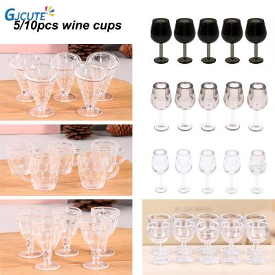 【CW】 4/5/10pcs Wine Cup Glass Goblet for Dollhouse Decoration 1/12 Miniature Accessories